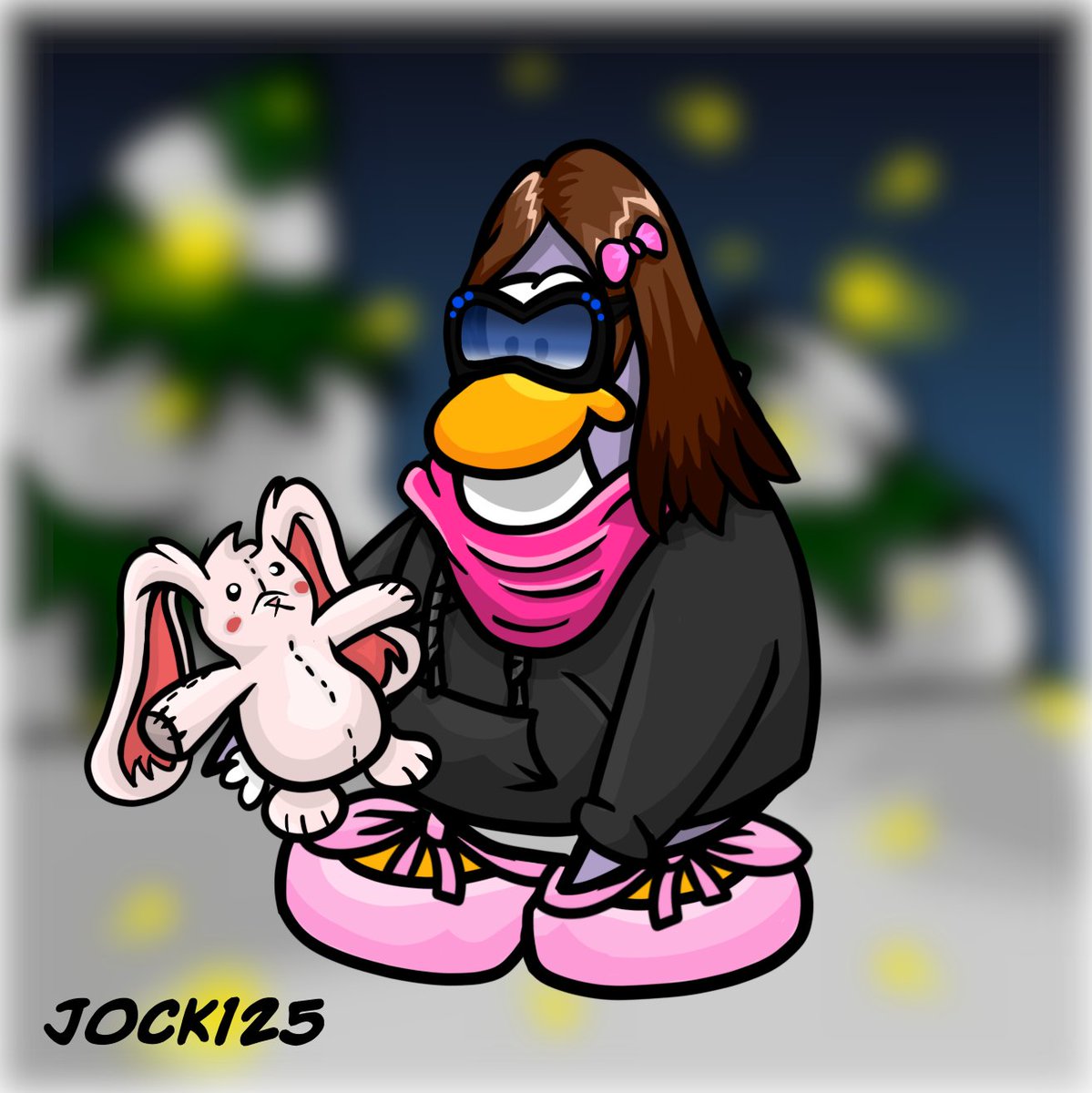 Here is @DiapuffCP, one of <a href="/RealAntiquePeng/">Antique Penguin Official</a>'s lovely administrators, enjoying the fireflies dance with her stuffed bunny plushie!! 🌙🐇
