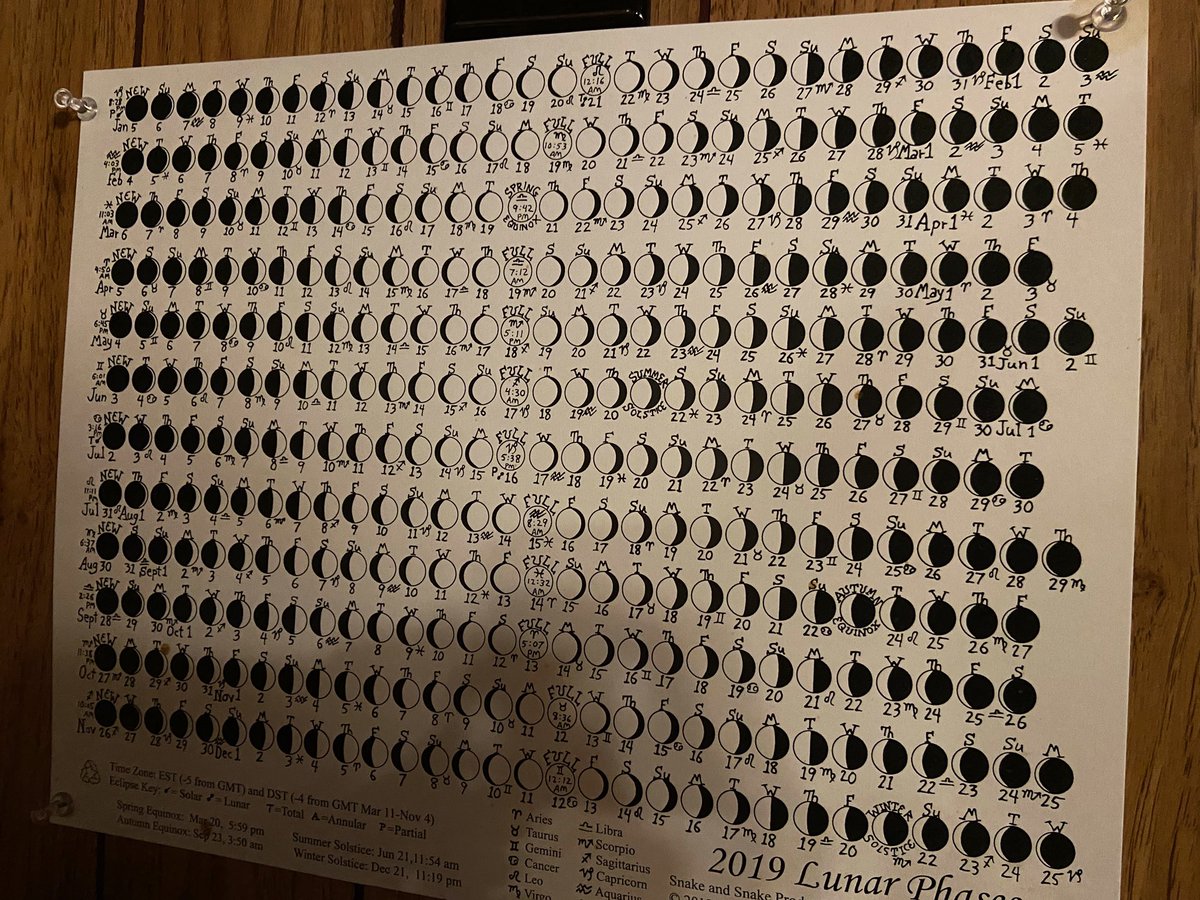 EstonPhotos's tweet photo. @neiltyson can you explain to us why some moon cycles it takes longer to get from a new moon to a full moon? Here’s a lunar calendar we saw at a bar from 2019 that lead us to this one question. https://t.co/WcN2XaAAyt