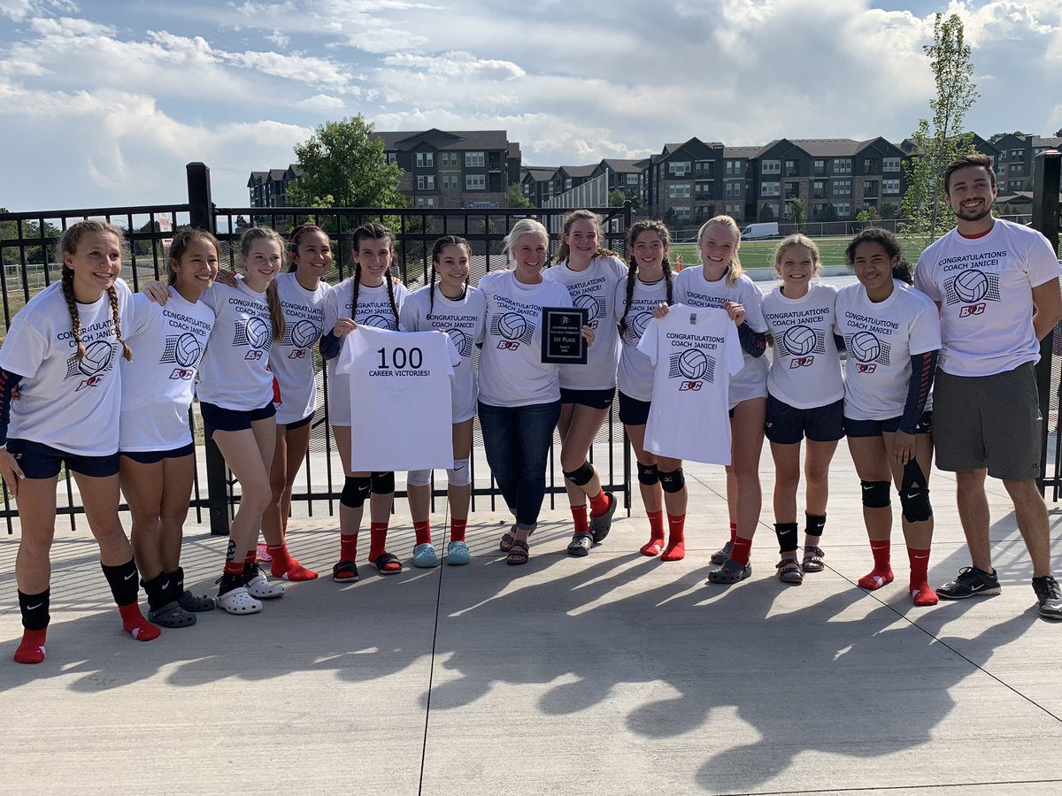 BruinsBCS's tweet photo. Congratulations to Coach Janice for earning her 100th career victory as the varsity volleyball coach as the lady Bruins win the Addenbrooke Ambush tournament and start the new season at 5-0! #💯 #GoBruins #tourneychamps https://t.co/U47WxiPlxX
