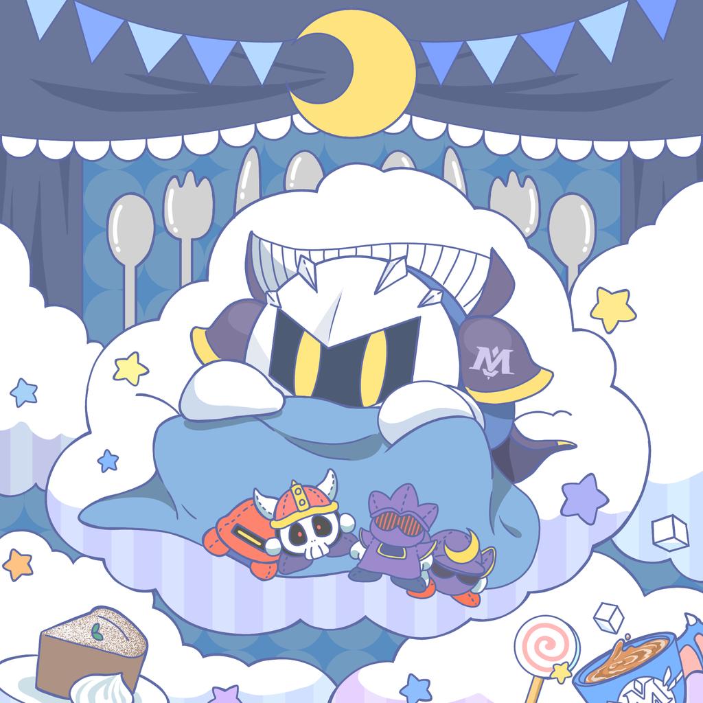 meta knight food no humans candy fork lollipop yellow eyes star (symbol)  illustration images