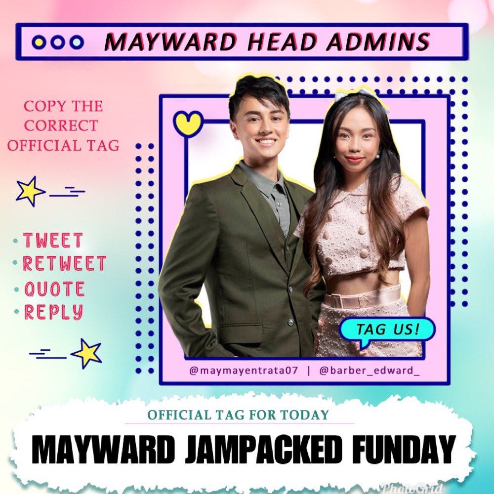 MAYWARDHAOFC's tweet photo. Magbaon na ng maraming kilig at tawa sa ultimate barkada exeperience na ihinanda sa iWant ASAP! Lezzzgooo!

Our official tag:

MAYWARD JAMPACKED FUNDAY

#MayWard
@maymayentrata07 
@Barber_Edward_ https://t.co/mHlxTCEQJi