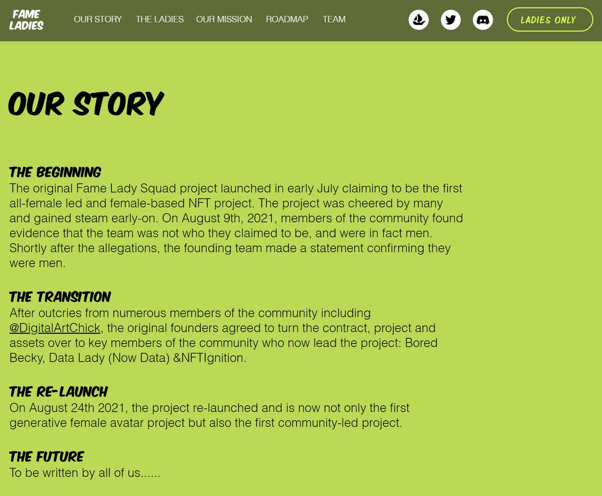 #NewProfilePic

Just picked up my 4th <a href="/fame_ladies/">Fame Lady Squad</a> #NFT

Honestly, I love this story too much to not want to be a part of #NFThistory

They also have such a great #NFTCommunity! I would love to connect on Twitter with more #FameLadySquad holders. 🤝