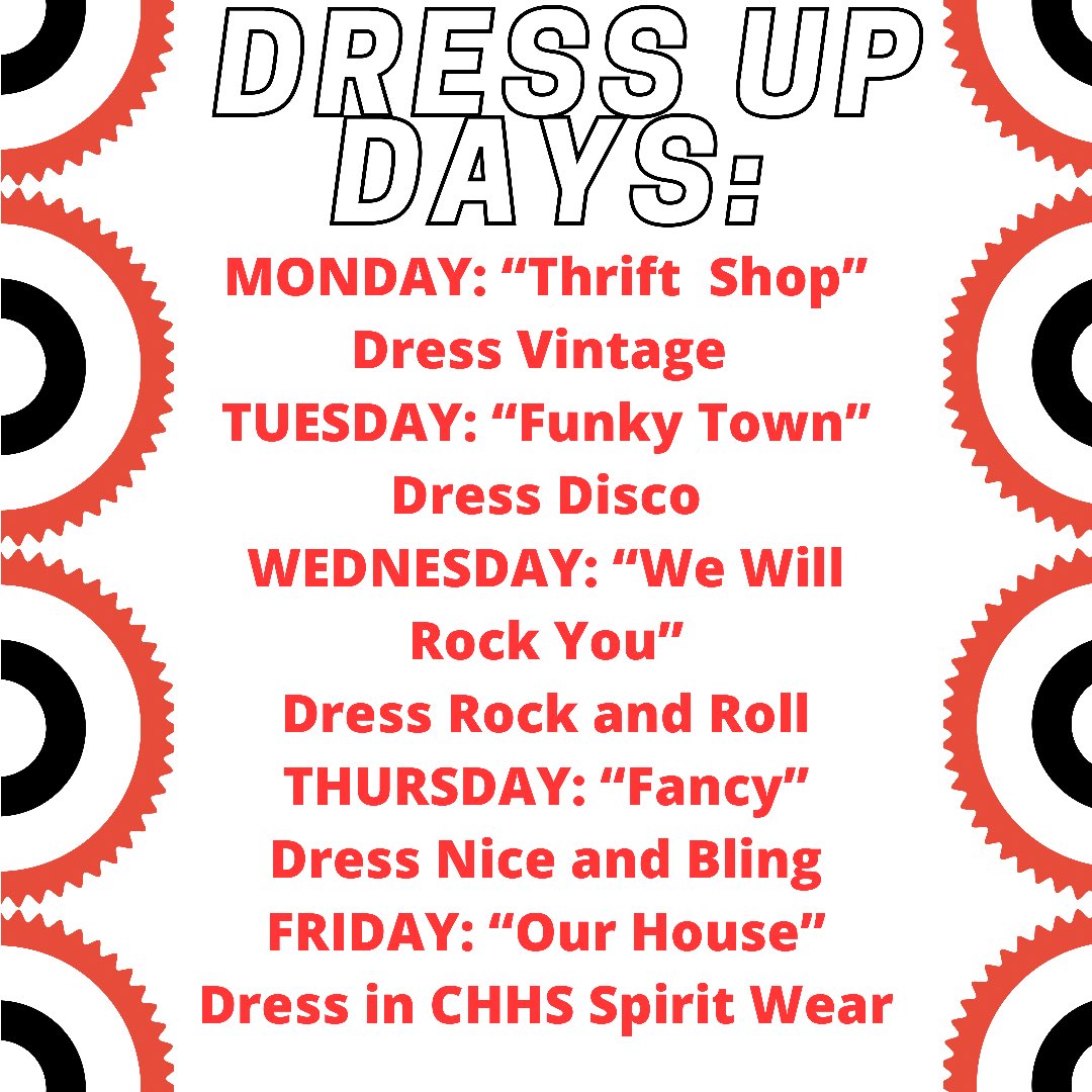 🚨‼️IT’S HOCO WEEK ‼️🚨
The theme of the week is “We Got the Beat”, each dress up day is based off of a specific song! Make sure to dress up and participate in school events!! Happy Homecoming Colleyville!! 💥💥