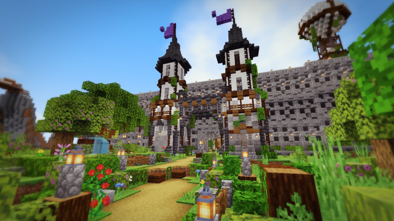 くみちょ ᐛ Minecraft 見張り台を建てました ここから城壁の上に登ることができます 周りの緑化はむぎちゃんに手伝ってもらったよ ｲｴｰｲᐠ ᐛ ᐟᐠ ᐖ ᐟ Minecraft マイクラ こぐなつ バニラ建築学部 Minecraft建築コミュ T