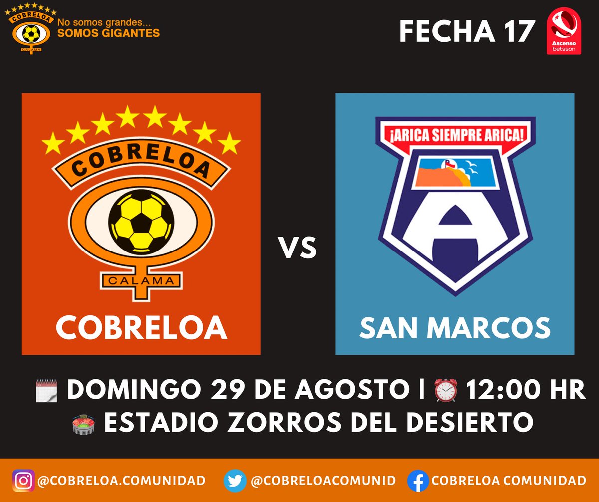 CobreloaComunid's tweet photo. FECHA 17 ⚽️

Volvemos a casa y con nuestra gente. ¡GANAR O GANAR! y no hay más..

¡VAMOS COBRELOA! 🦊 https://t.co/LybzuwJf17