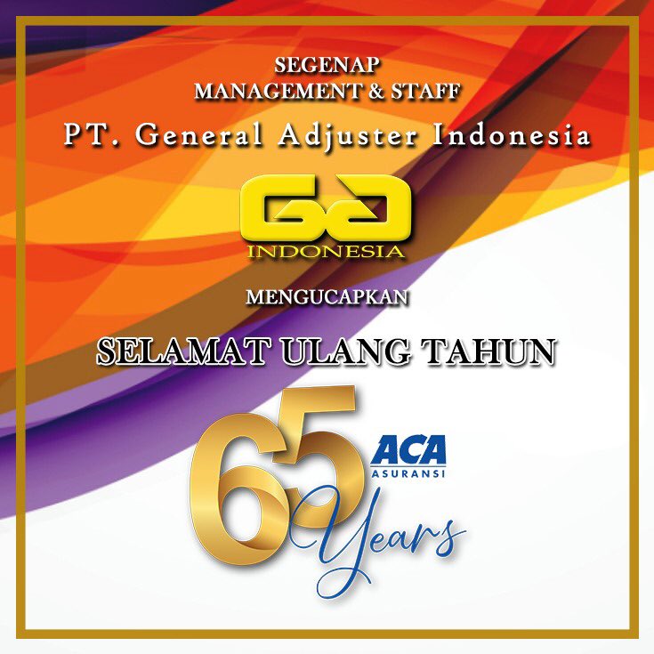 AdjusterGeneral's tweet photo. Segenap Management dan Staff PT. General Adjuster Indonesia mengucapkan Selamat Ulang Tahun PT. Asuransi Central Asia ke-65 Semoga Sukses Selalu.
#happyaniversary 🥳🎂
#ACA 
#HUTACA @acaasuransi https://t.co/AJHLDpGvCH