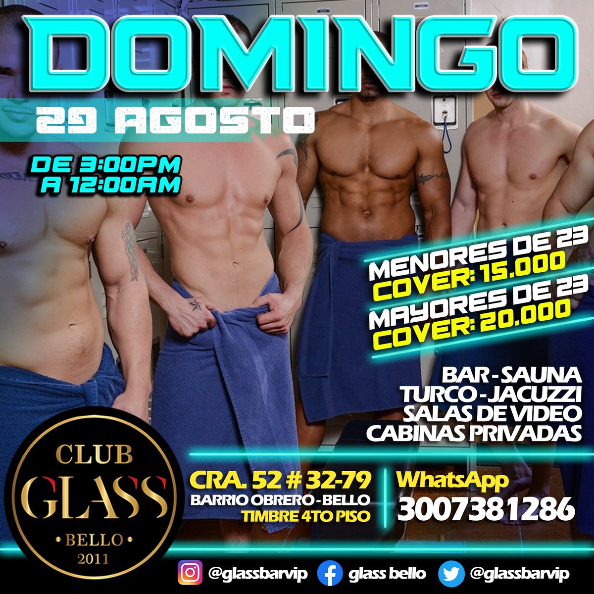 Noxsaunabar's tweet photo. DOMINGO DE SAUNA🔥
En @Glassbarvip, el mejor sitio en #bello, te esperamos para que disfrutes al máximo 😈
A partir de las 3pm
#sauna #turco #jacuzzi #gaymedellin #gaybello #gay #glassvip https://t.co/otGvv4iVxm