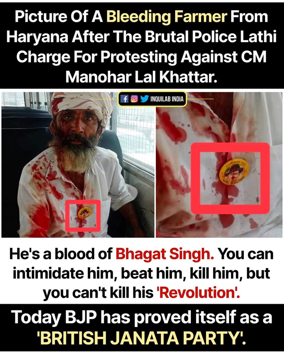 Vignesh_tmv's tweet photo. BJP is Digging its own Grave.

Despite the peaceful protest by Haryana farmers, brutal lathi charge on them will not be tolerated. 
 
BJP is No less than Taliban. 

#किसानद्रोही_बीजेपी https://t.co/WUInaFUTSf