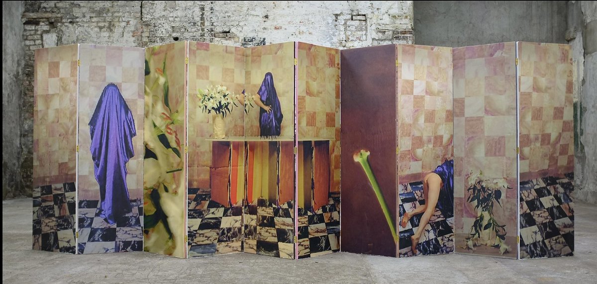 austin_hearne's tweet photo. DIVINE DIVIDER (2019) 170x520cm @AthloneAT #queerasyouare until September 19th with #kianbensonbailes #conorogradyartist #stephendoyle and @BredaLynch2 curated by #carmelduffy and #aoifepower thanks to @SeanKissane for hosting a robust discussion yesterday https://t.co/I57mVuH5OC
