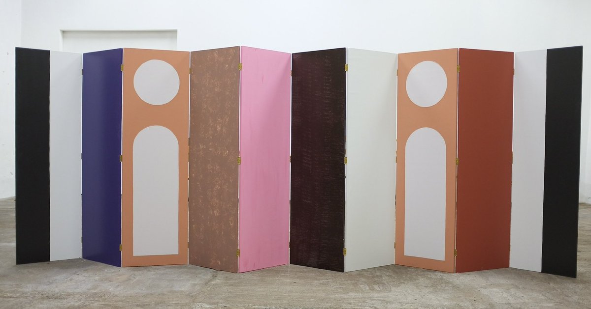 austin_hearne's tweet photo. DIVINE DIVIDER (2019) 170x520cm @AthloneAT #queerasyouare until September 19th with #kianbensonbailes #conorogradyartist #stephendoyle and @BredaLynch2 curated by #carmelduffy and #aoifepower thanks to @SeanKissane for hosting a robust discussion yesterday https://t.co/I57mVuH5OC