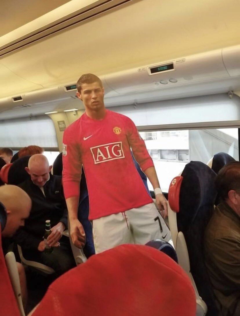 UtdDistrict's tweet photo. Maybe Cristiano Ronaldo will be there against Wolves after all 👀😂

[📸 - Samuel Luckhurst] https://t.co/FyvhuW5Wd4