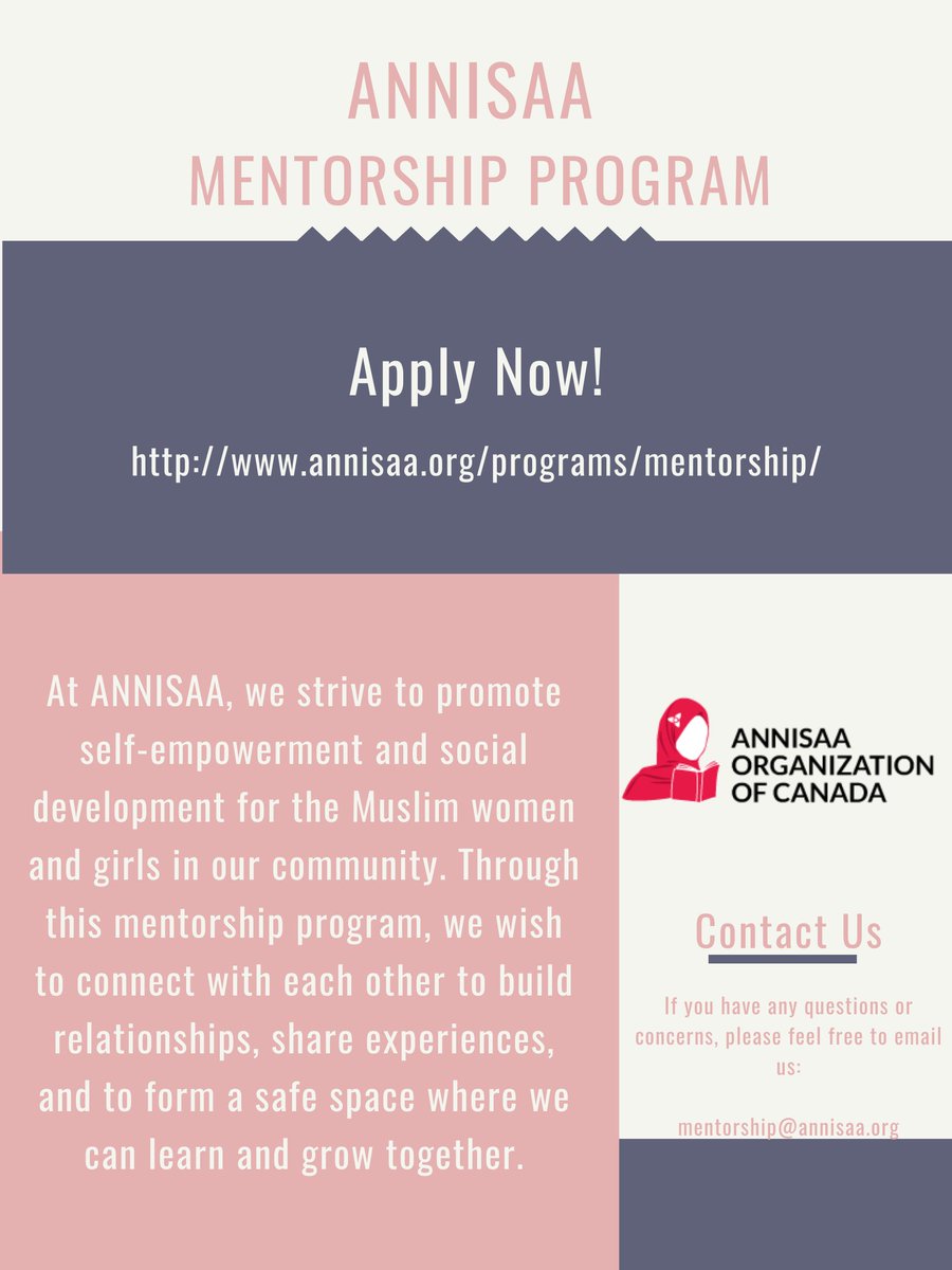 ANNISAAORG's tweet photo. Our #Mentorship Program matches rising star young Muslim women &amp; girls w/ #femalementors frm diverse industries to develop leadership skills, build confidence, &amp; propel career advancement.
➡️https://t.co/nErQ7QUJJC
#annisaaorg #selfempowerement #integration #leadership #education https://t.co/M77I5mUVbt
