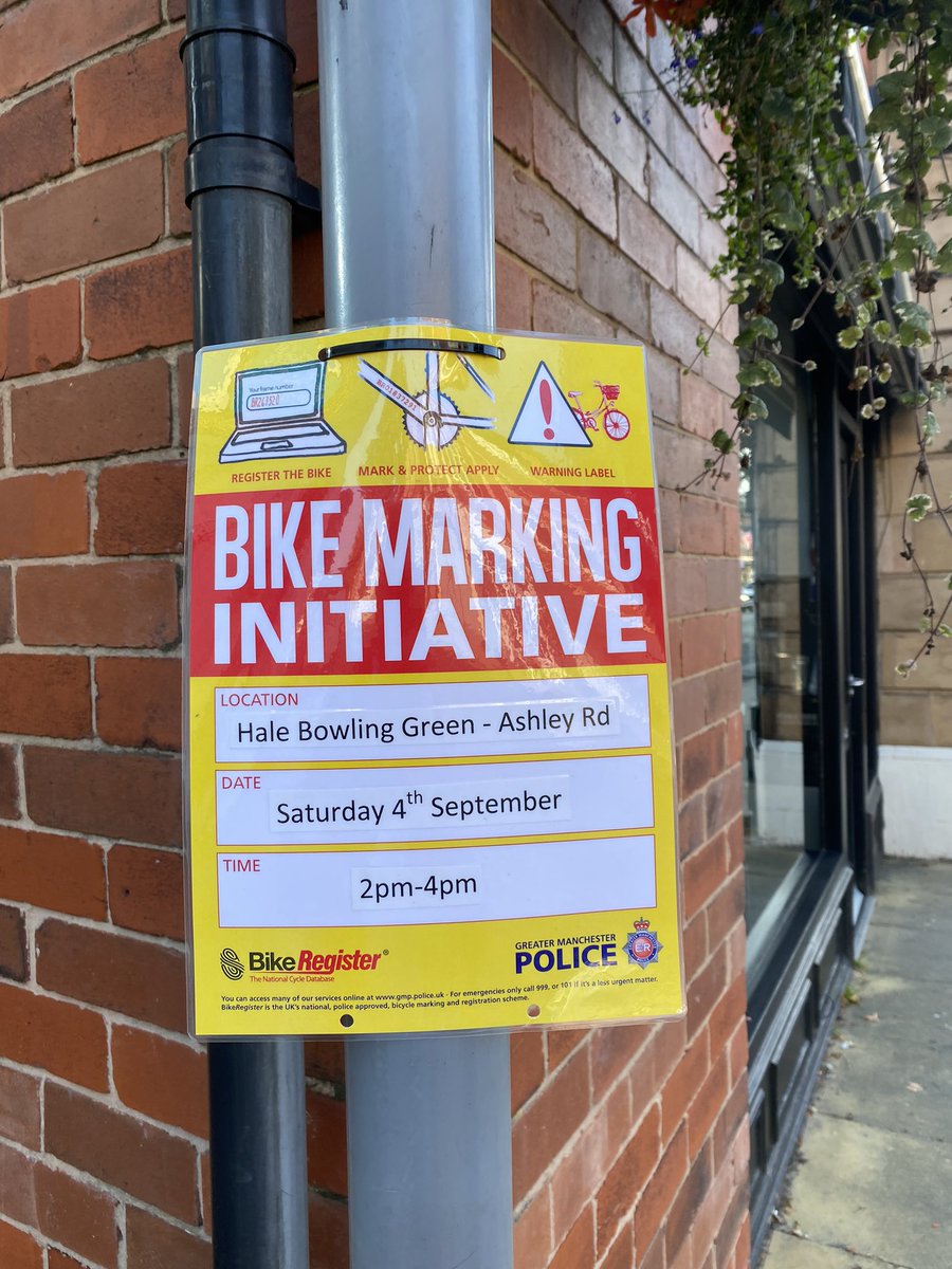 Secure your bike , bike markings in Hale Village 4th September