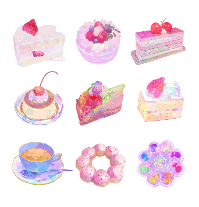 🍰🍮🍓🍒

今月は沢山描いたぞ〜!!

キラキラスイーツ祭りでした.*・゜

 #今月描いた絵を晒そう
#絵描きさんと繋がたい 