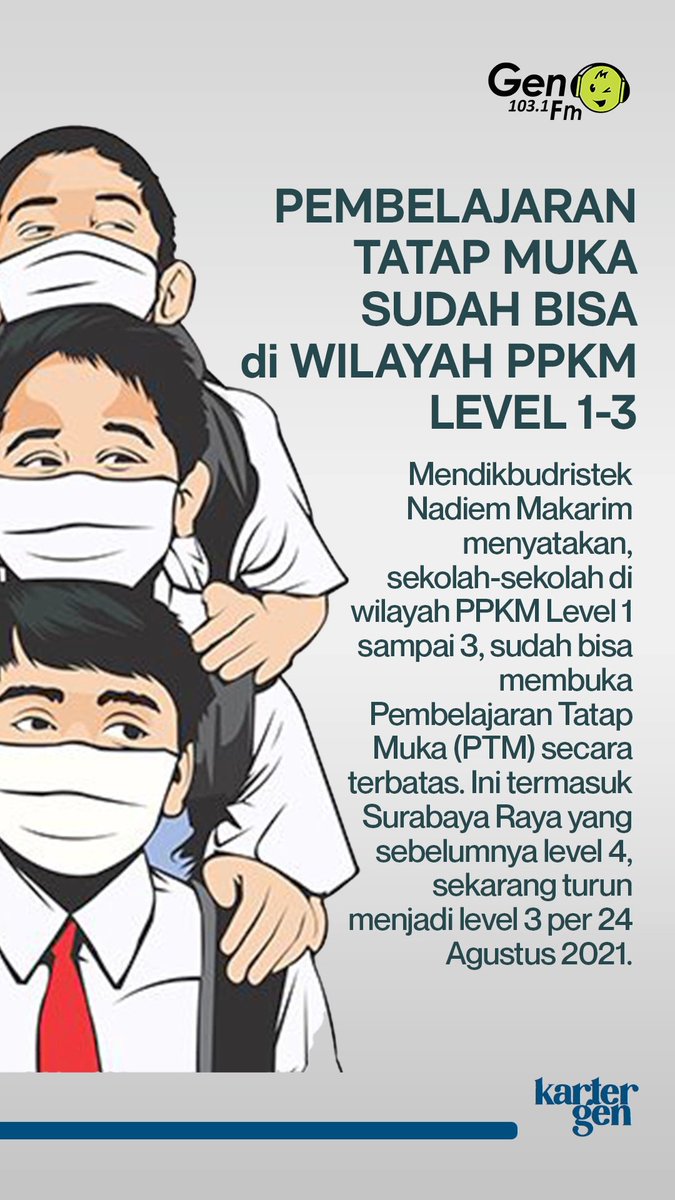 gen1031fmsby's tweet photo. Nih, lengkapnya cek #KarterGEN minggu ini yah!
#gen1031fmsby
#viral
#jokowidodo
#dedycorbuzer
#badaisitokin
#ppkm
#sekolahtatapmuka https://t.co/jgopFOHl7l