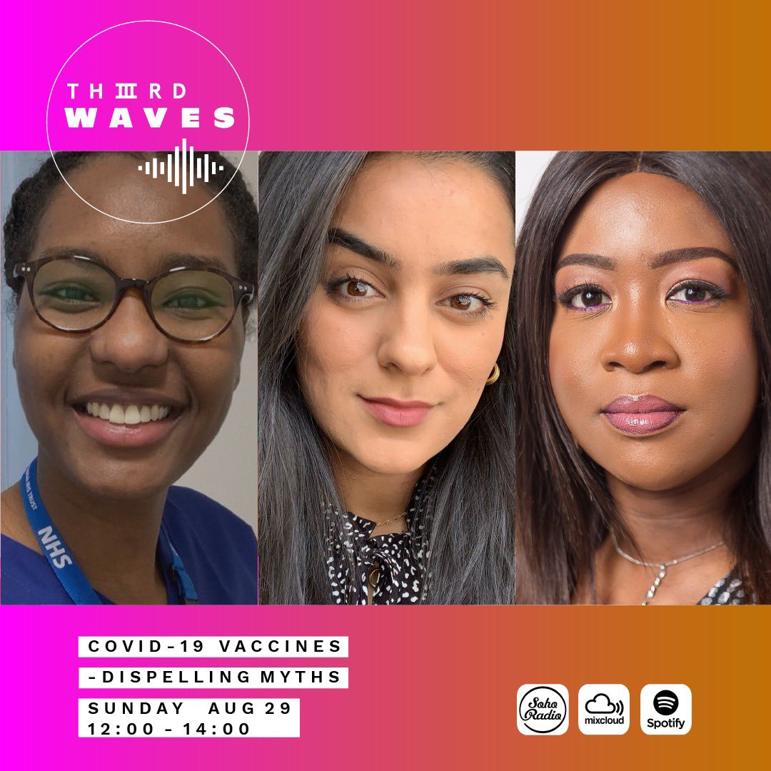 We need to talk about vaccine hesitancy - and not shame it, to understand it ❤️‍🩹Tune into our next episode of THIIIRD Waves,“Dispelling Vaccine Myths". Regular hosts Daniela, <a href="/Roe_Na/">Rhona Ezuma</a> and <a href="/TrYb_Official/">TrYb</a> are joined by doctors <a href="/RahmaElmahdi/">Red Elmahdi</a>, <a href="/vanessa_apea/">Dr Vanessa Apea</a> &amp; founder Anita Kaur Thind
