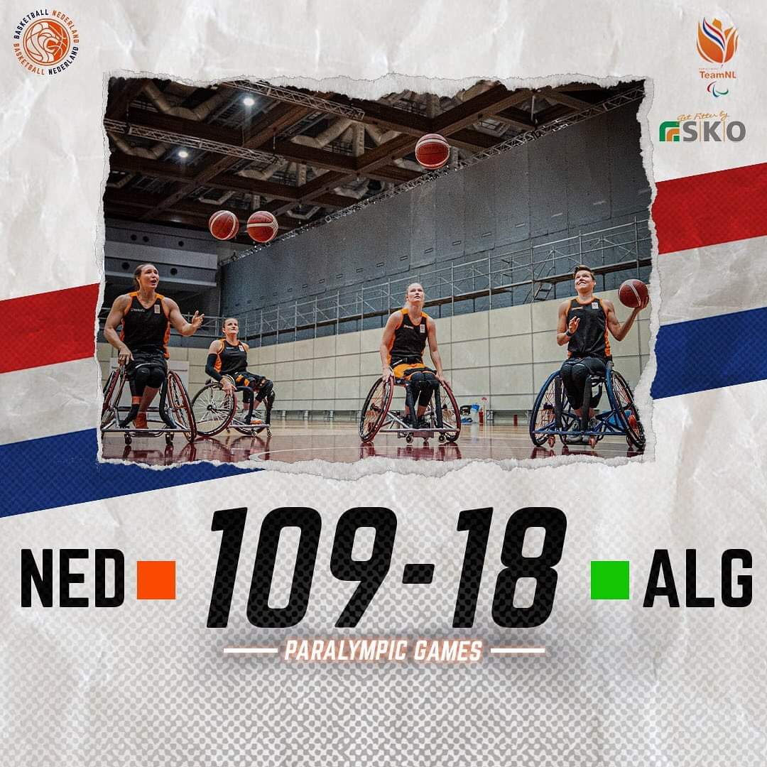 Na de duidelijke cijfers tegen Algerije, winnen de Orange Lions nu ook overtuigend van Spanje! 💪🏻🦁🏀🇳🇱
Op naar de kwartfinales! Succes team! 🔥
#Paralympics #Tokyo2020 #ReadyToRoar