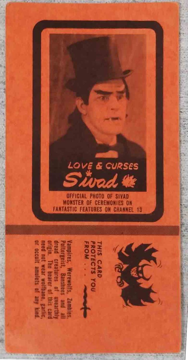 robert_estes's tweet photo. A coworker has blown my mind!
He has his original 1960's membership card to #Sivad' s Horror Club!
#WHBQ #Channel13 in Memphis.
Some 20 years before @TheRealElvira, Sivad was one of the early horror hosts.
The card's in really great shape. Probably not a dozen still exist. https://t.co/VezwnC4u24