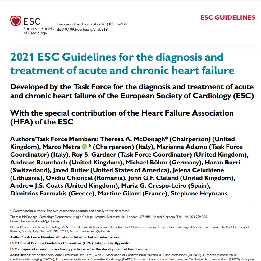 New #ESCGuidelines for heart failure launched at the #ESCCongress2021. Incredibly high number of recommendations made based on RCTs - 92% of recommendations for HFrEF treatment based on trials.
academic.oup.com/eurheartj/adva…