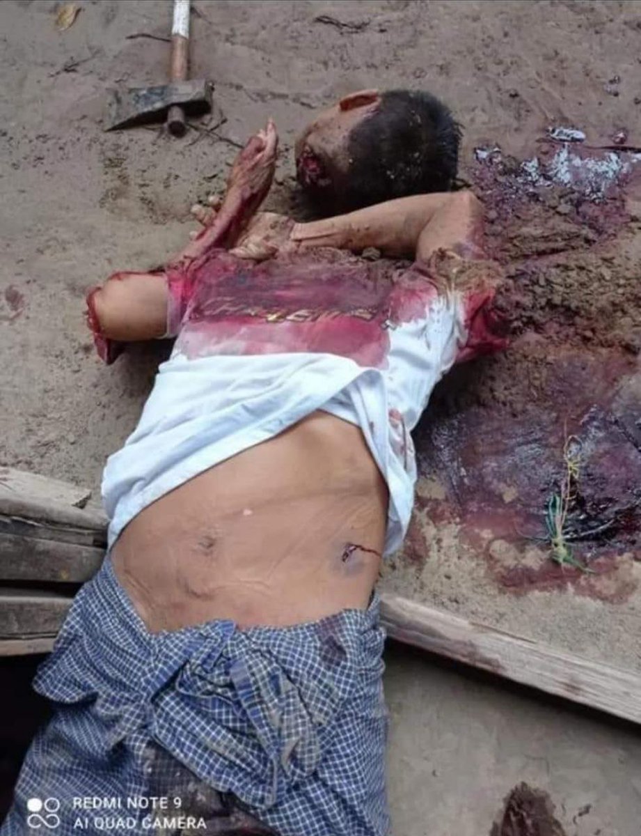 Phyotun5's tweet photo. Today PDF Terrorists killed a man who don't support NUG and NLD. #WhatsHappeningInMyanmar #CrimesAgainstHumanity #aungsansuukyi https://t.co/pUOlUWKNT6