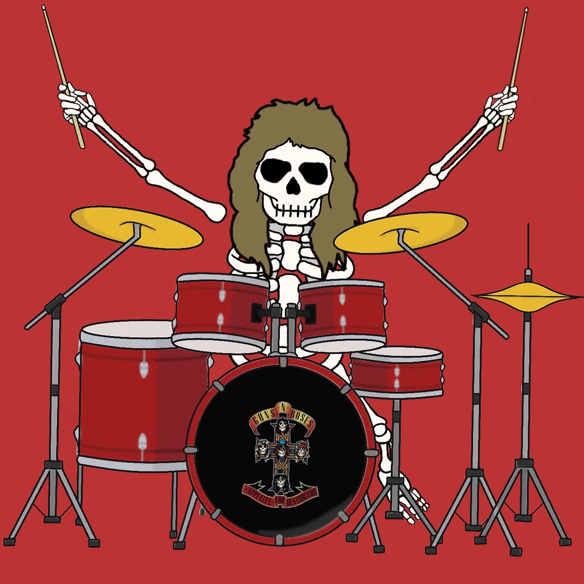 15Greyvin's tweet photo. Another Guns N' Roses Skeletons, Steven Adler doing drums magic with Guns N' Rose in the 80s.

#NFTs #digitalart #nftcollector #NFTCommunity #GunsandRouse #stevenalder #drummer #opensea #ilustracion #musical #RockStar https://t.co/phSbosXkTr