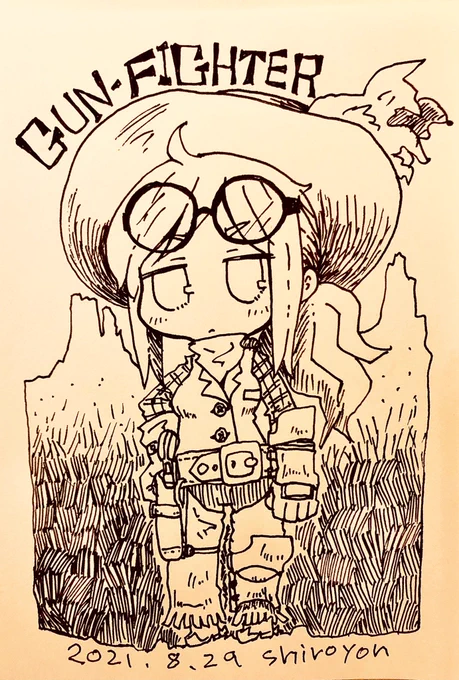 なにか適当な設定の創作ファンタジーです。
ガンファイター♀
#リハビリ絵 