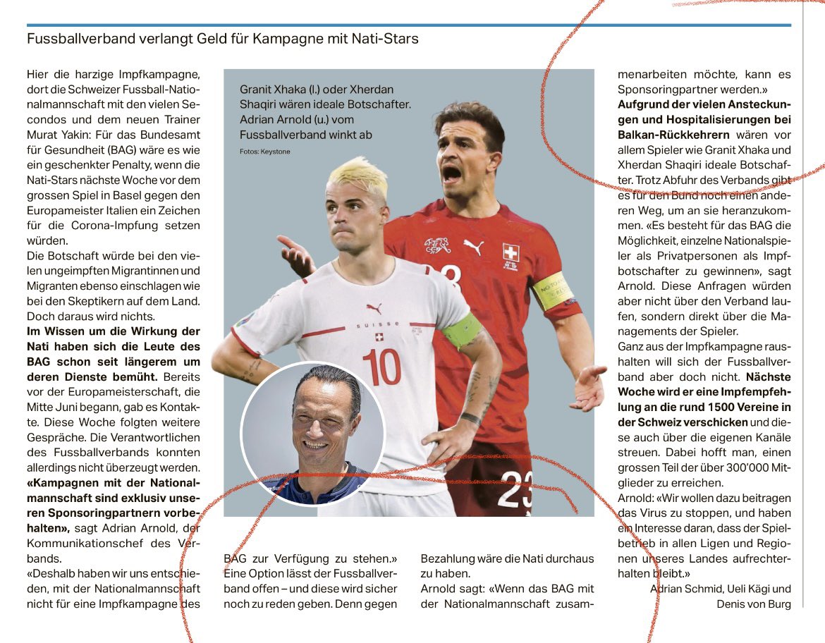 suter_max's tweet photo. Ach so. Die Nati will bei der Impfkampagnie nur gegen Bezahlung mitmachen. Aber um Geld betteln.  Was für ein Verband 🙉🤮#fussball #nationalmannschaftschweiz @sonntagszeitung https://t.co/zjAFdPinem