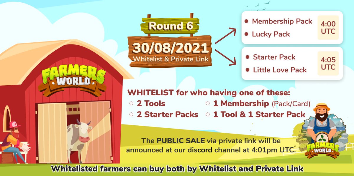 FarmersWorldNFT's tweet photo. OFFICIAL DROP ROUND 6 FOR EVERYONE!!!

Become whitelisted member to have more chance to buy packs

Whitelisted form here: https://t.co/iI9sDaZHss https://t.co/0jr03p4c0J
