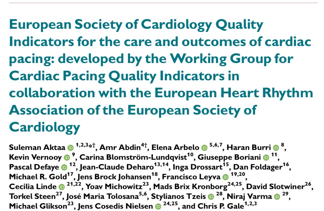 ‼️Published today‼️simultaneously with #ESCCongress & #ESCGuidelines 👉 @escardio #QualityIndicators for cardiac pacing @ESC_Journals @ESC_Lavinia #EHRA #ESCPatientForum @cpgale3 @AmrAbdin10 @arbelo_e @HaranBurri @kvernooy @Rhythmisit @BorianiGiuseppe