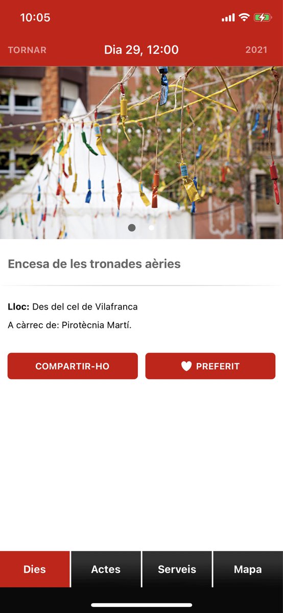 Això comença! A les 12h la tronada, que estigui tothom a punt! I segueix tots els actes de la #fmvila amb l’app gratuïta per iOS i Android. Descarrega-la aquí: imobils.com/fmvila/descarr… #vilafranca #festamajor #fmvila21 #castells #castellers #diables #tronada #penedes #catalunya