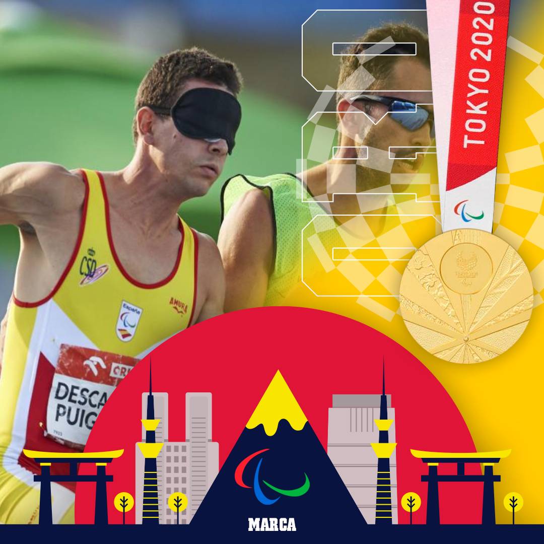 marca's tweet photo. 🚨🥇 ¡Y otro oro para España en los #JuegosParalimpicos  de #Tokyo2020 ! ¡@Gerry_400m y @Rojo_Athlete, campeones en 400 metros! ¡Enhorabuena, cracks! 👏👏 España ya suma 1⃣7⃣ medallas 💪
https://t.co/vtEYDhFVaF https://t.co/QqCGaqh14t