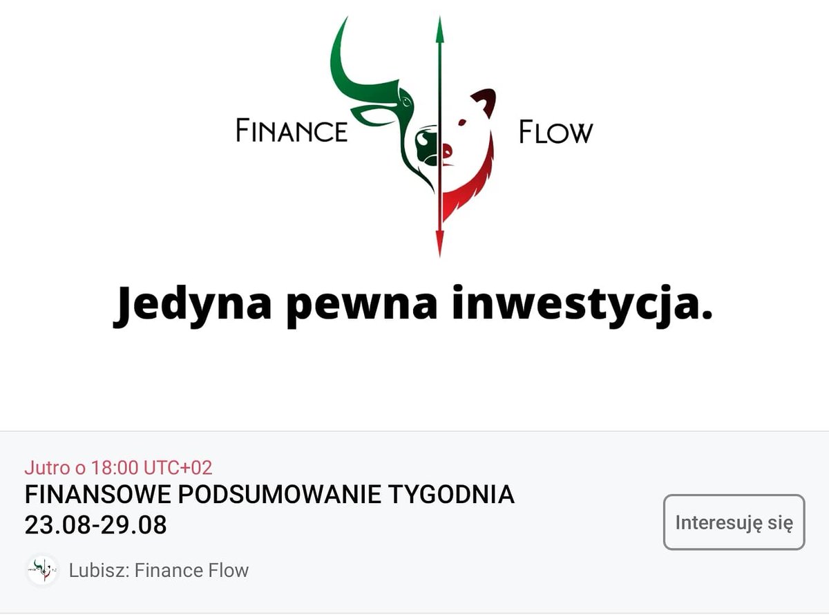 FinanceFlow_'s tweet image. Mamy nadzieję, że niedziela mija Wam spokojnie.

Dzisiaj wszyscy nasi subskrybenci otrzymają świeże informacje ze świata finansów, a już jutro zapraszamy Was na live - FINANSOWE PODSUMOWANIE TYGODNIA 23.08-29.08 o godzinie 18:00
#finanse #financeflow #live #nażywo