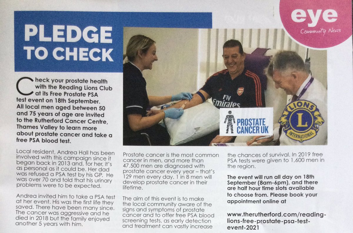 Free #prostatecancer tests can still be booked at the annual <a href="/LionsReading/">Reading Lions Club</a> PSA event with <a href="/therutherford_c/">Rutherford Cancer Centres</a> 

therutherford.com/reading-lions-…