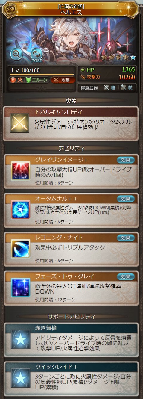 グラブル攻略 Gamewith 火ヘルエス最終後の2アビ 対峙効果は4t 強襲効果のod版ですね T Co Ynkz30av8n Twitter