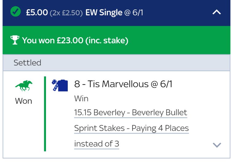 knockerbbc's tweet photo. @padrclub @GTYarmouthRaces @Goodwood_Races @Beverley_Races Super Saturday more like. 2 wind and a place . Absolutely lovely... 
#letthebetslipsdothetalking #bettingtips https://t.co/YC6wfPqSuk