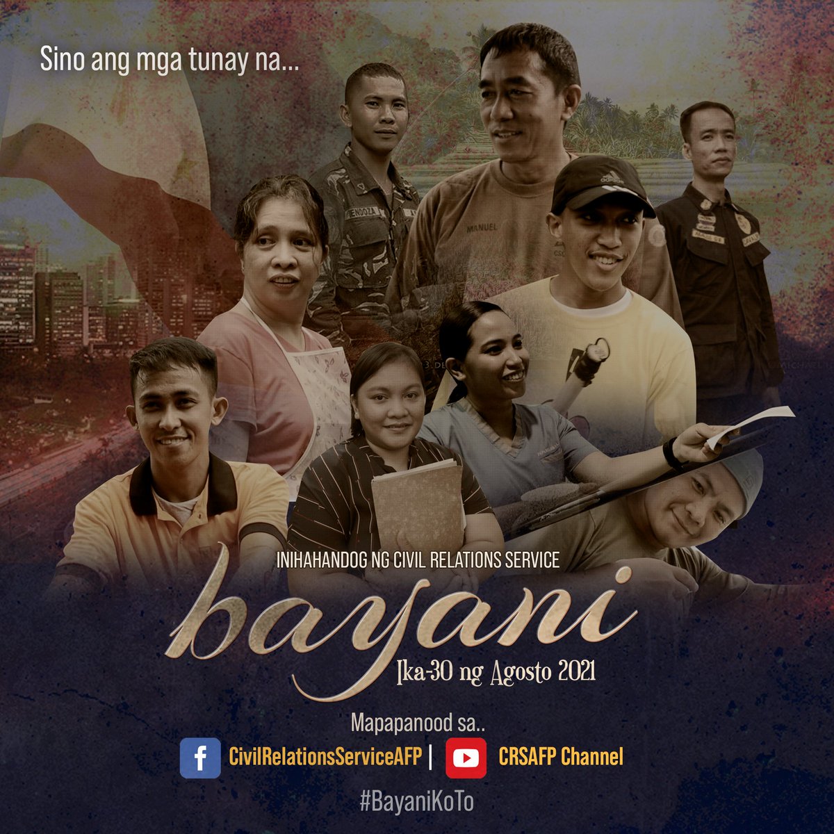AFPCRS's tweet photo. #BayaniKoTo | Ating bigyang pugay ang itinuturing na mga bagong bayani na inaalay ang kanilang sariling kaligtasan para sa kapakanan ng iba.

Abangan bukas! Agosto 30.
https://t.co/NK0i9CUMOb
https://t.co/U11Kn3MIaE

Saludo sa ating mga Bagong Bayani!
#AFPyoucanTRUST https://t.co/IlL7mQqFqx