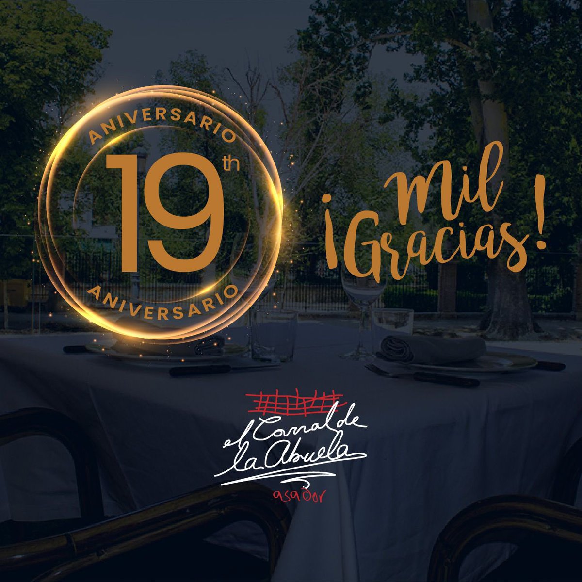 “Seguimos sumando años a nuestro sueño. Y ya van 19. Sin vosotros no sería posible. Mil gracias amig@s” #aniversario #19años #asador #elcorraldelaabuela #aranjuez #gracias #restaurant #madrid