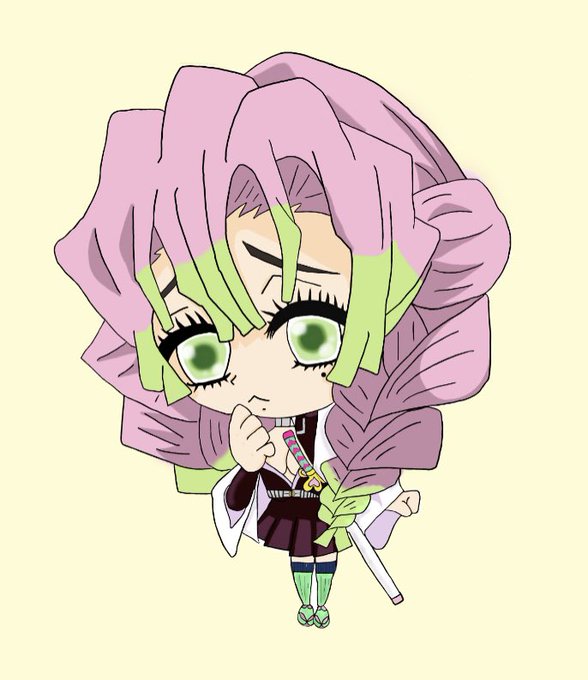 riripoca☆satoa.さんがTwitterに投稿した甘露寺蜜璃(鬼滅の刃)のイラスト。