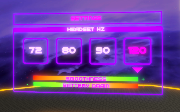 Omega Blade is now compatible with the 120Hz and 90Hz modes. It will auto-pick the higher frequency available the first time launched, but the settings menu in the home screen will allow you to change it anytime you wish.