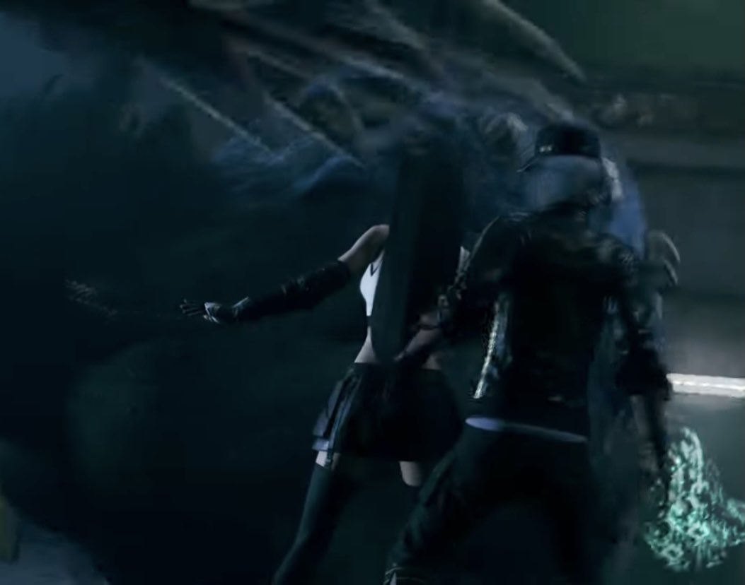 JediJenna's tweet photo. Shout out to our boy, Leslie, for shoving Tifa out of harm’s way and being a good egg. Tifa tries to shield him first, because she’s freaking Tifa Lockhart, but he pushes her aside and gets tail-whipped into next week. #Tifa #TifaLockhart #Abzu #FFVIR https://t.co/Vtu5Jt5ShN