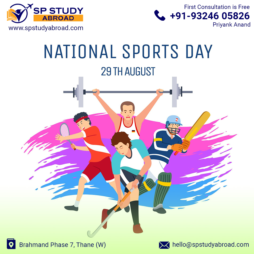 AbroadSp's tweet photo. To commemorate the birth anniversary of hockey legend Major Dhyan Chand, National Sprt Day is celebrated across India on 29 Aug. Stressing the need to stay fit &amp; healthy, this day is observed spread awareness of the importance of sprt &amp; daily activities in every individual's life https://t.co/QhhKtnFDI0