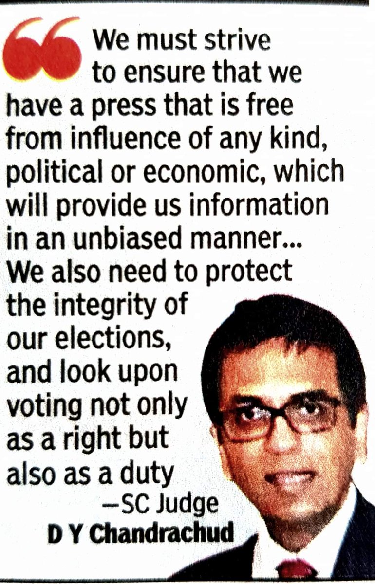 DJSoniSpeaks's tweet photo. #WithoutPrejudice
SC Judge #D_Y_Chandrachud says, considering the season of blooming fake news, it time courts to play the role of "Truth Commission".
Bad news for bhakts, I suppose. https://t.co/AoYe97okfk
