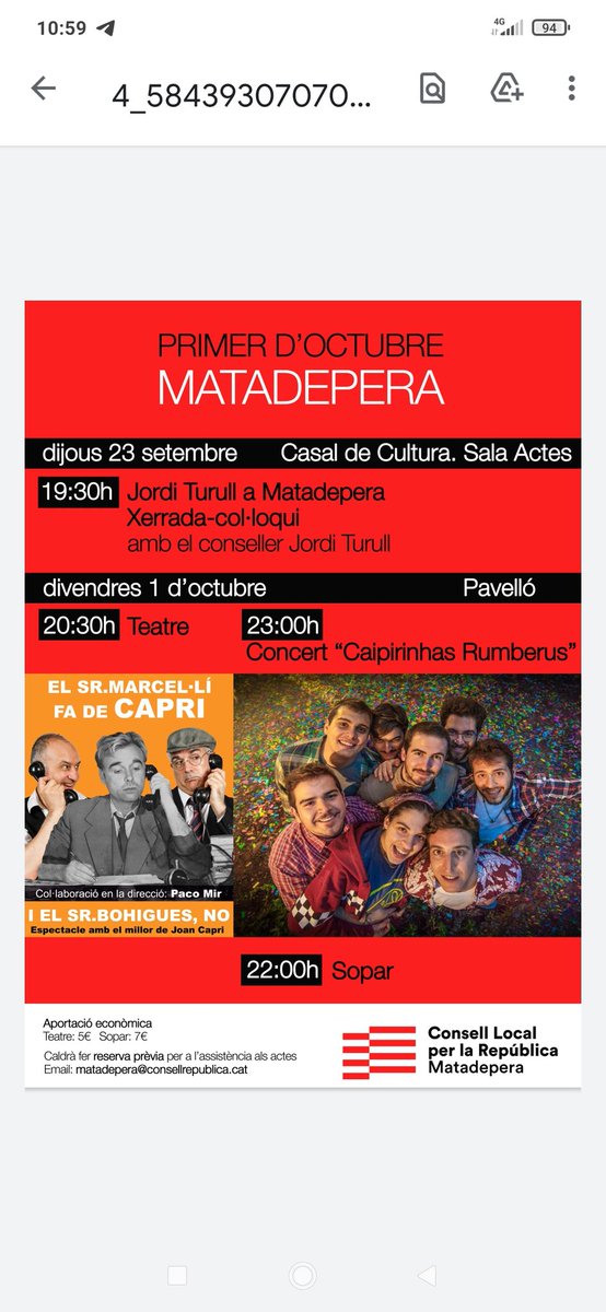 CxR_Matadepera's tweet photo. Us esperem avui durant tot el matí a la paradeta del #ConsellLocal davant del Bosquet. Vine i compra les entrades dels actes del PRIMER D'OCTUBRE #1Oct  @ConsellxRep https://t.co/QQMfaYxrTu