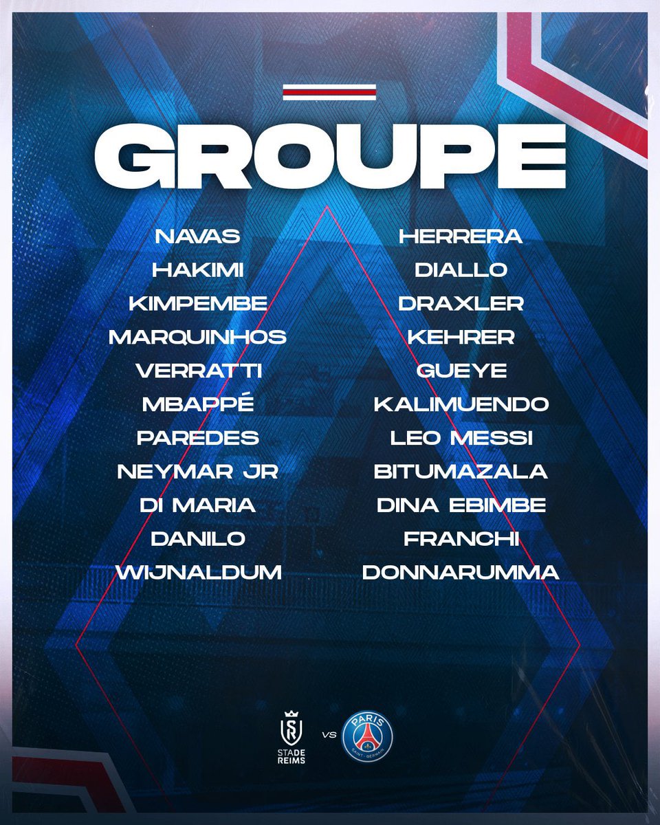 SiaranBolaLive's tweet photo. Squad PSG vs Reims.
Beins Connect 01.45 WIB.
Masih ada Mbappe. 
Apakah Live streaming di @RCTIPlus ? https://t.co/BEp2fYftf9