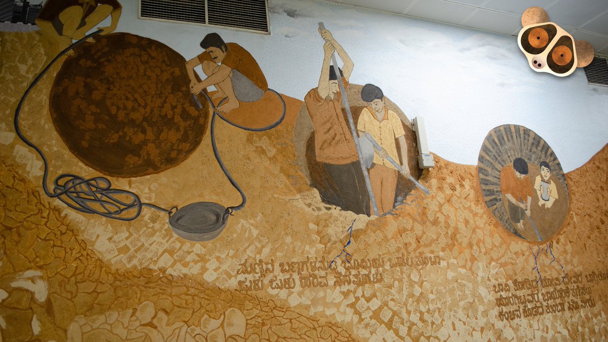 sustainBLR's tweet image. #OneMillionWells for Bengaluru Initiative was conceived by Biome Environmental Trust. Earth from the wells was used by @ArtinTransit_b, DesignEarth, placeARTS Youth Collective, &amp;amp; students of @SrishtiArtDes to create a mural at Cubbon Park Metro Station which #Subbu couldn't miss.