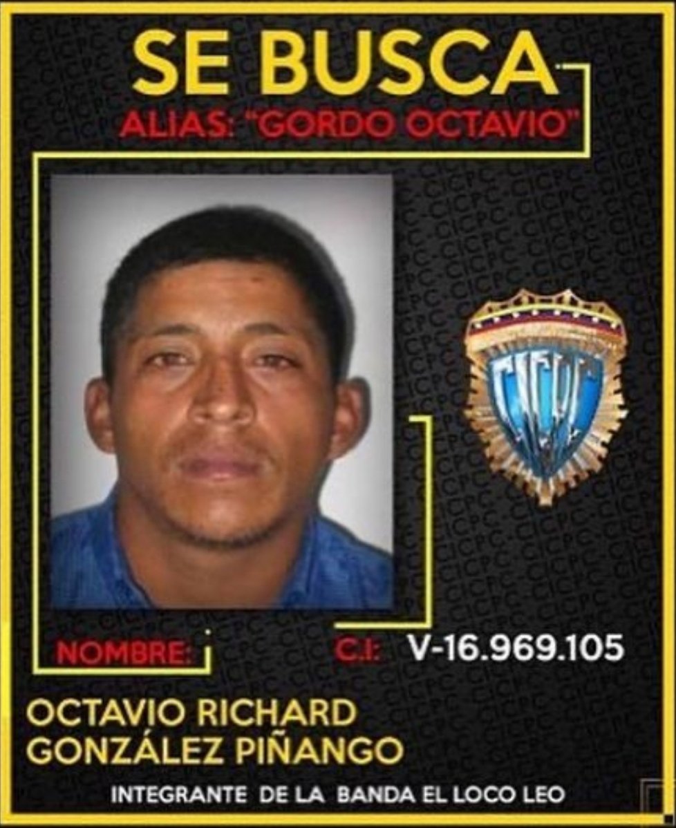 Octavio Richard González Piñango, alias “Gordo Octavio” lugarteniente de “El Loco Leo”, fue abatido durante un enfrentamiento que sostuvo con funcionarios del CICPC, en La Dolorita, Petare