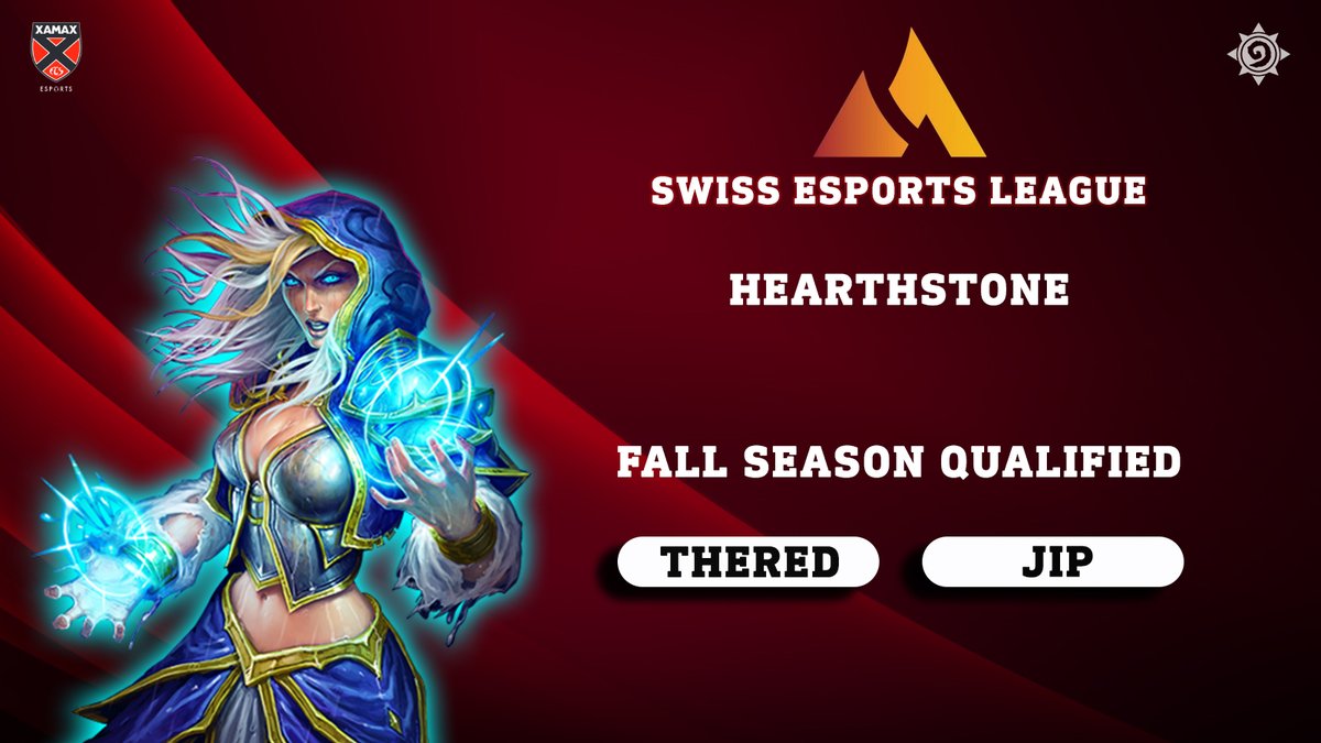 #Hearthstone | #SEL 

🏆 <a href="/esportsleaguech/">Swiss Esports League</a> 𝐅𝐚𝐥𝐥 𝐒𝐞𝐚𝐬𝐨𝐧 𝟐𝟏 Qualifier

Nos joueurs se sont qualifiés!!! 🥳

GG @TheRedHS et <a href="/JIP_HS/">Jipissimo</a> 💪

#AllezXamax 🔴⚫️
