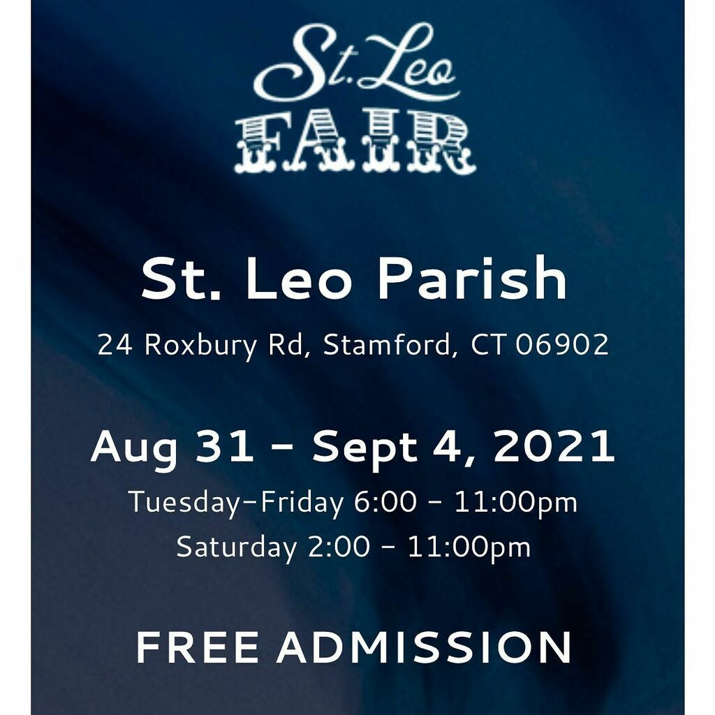StLeoFair's tweet photo. St. Leo Fair starts this Tuesday! Can’t wait to see you all there! 🎡🎉
Aug 31 - Sept 4, 2021
Tuesday - Friday 6:00 - 11:00pm
Saturday 2:00 - 11:00pm
#stleofair #fair #festival #carnival #stamford #stamfordct #stleoparish #food #games #familyfun #rides… https://t.co/UGLUdd8852 https://t.co/zqNvTHBzAH