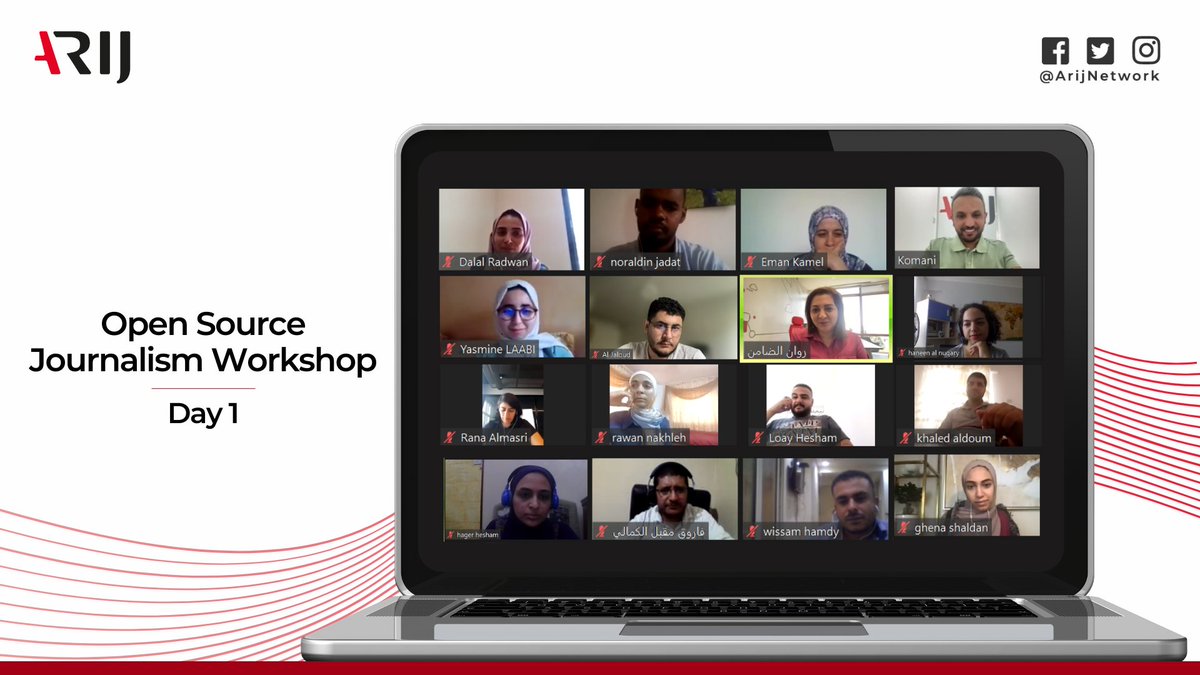 ARIJNetwork's tweet image. On the first day of the "Open Source Journalism Workshop, 20 journalists and fact-checkers from 7 Arab countries trained, theoretically and practically, on the basics of building #open_source investigations, advanced sites search, and advanced search on social media sites.