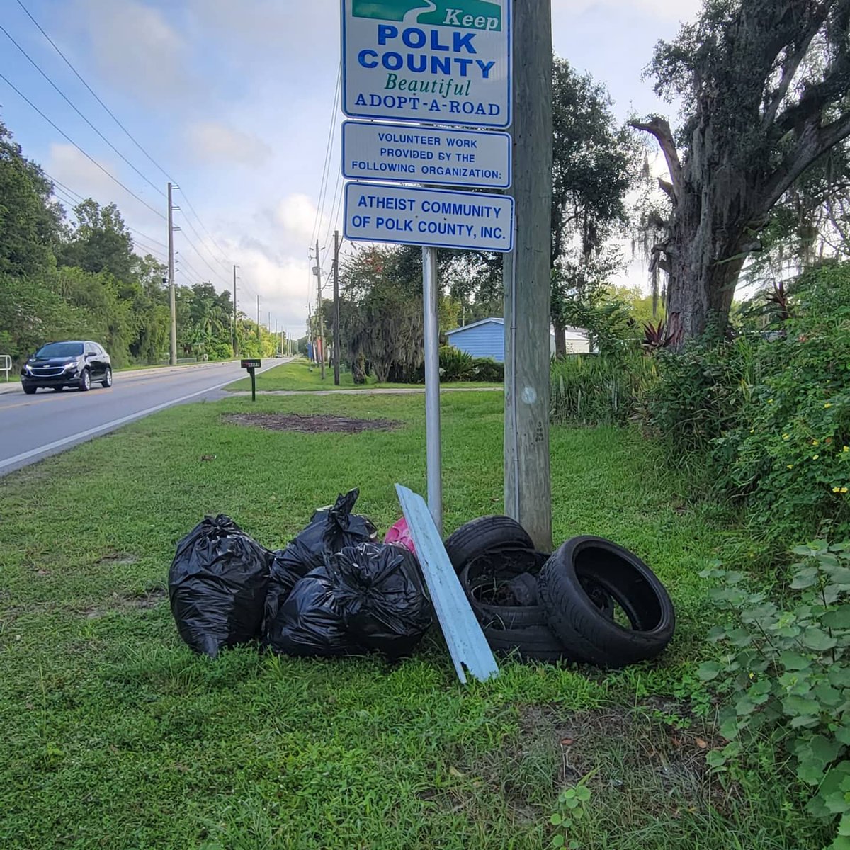 Roadway cleanups are back! 6 bags of trash and 4 tires were picked up by our volunteers today!
